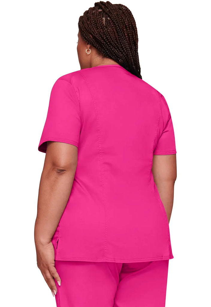 Cherokee Scrubs 3-Pocket Mock Wrap Top Electric Pink | scrub-supply.com