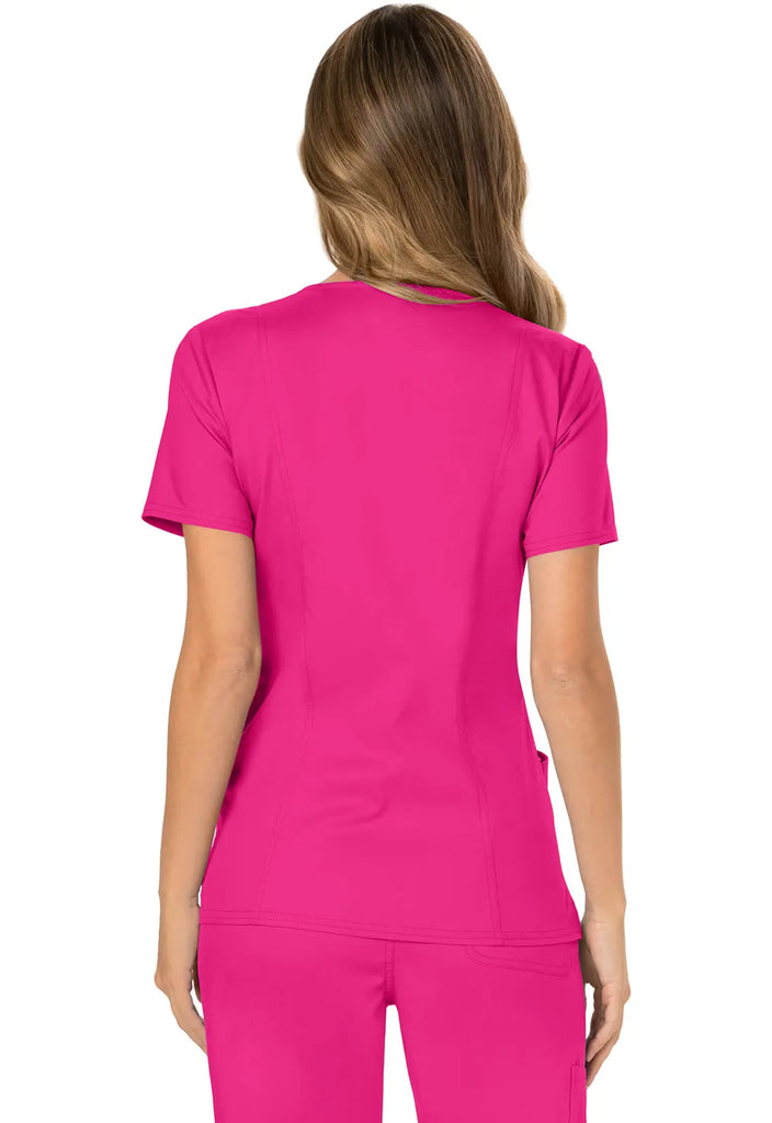 Cherokee Scrubs Women's 3-Pocket Mock Wrap Top Electric Pink | scrub-supply.com