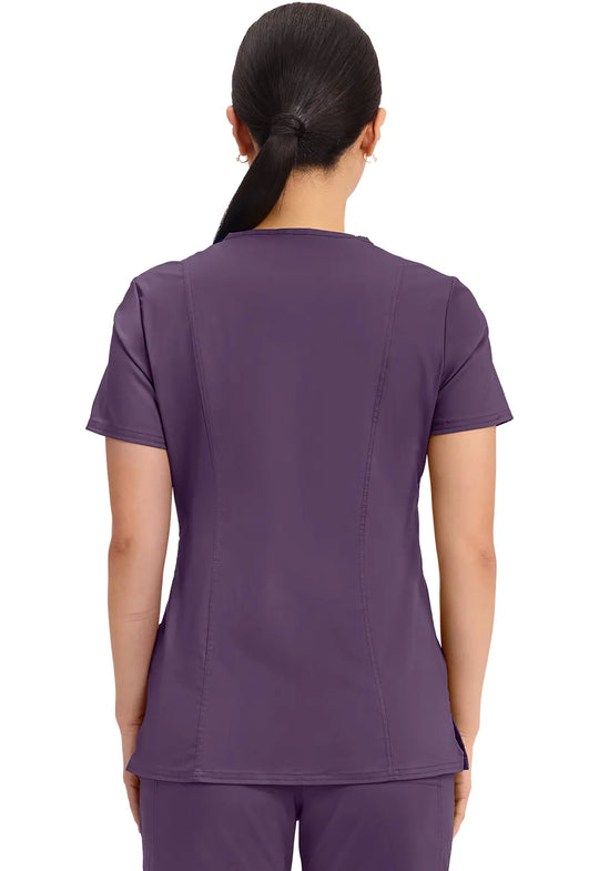 Cherokee Scrubs Women's Revolution Mock Wrap Top Eggplant | scrub-supply.com