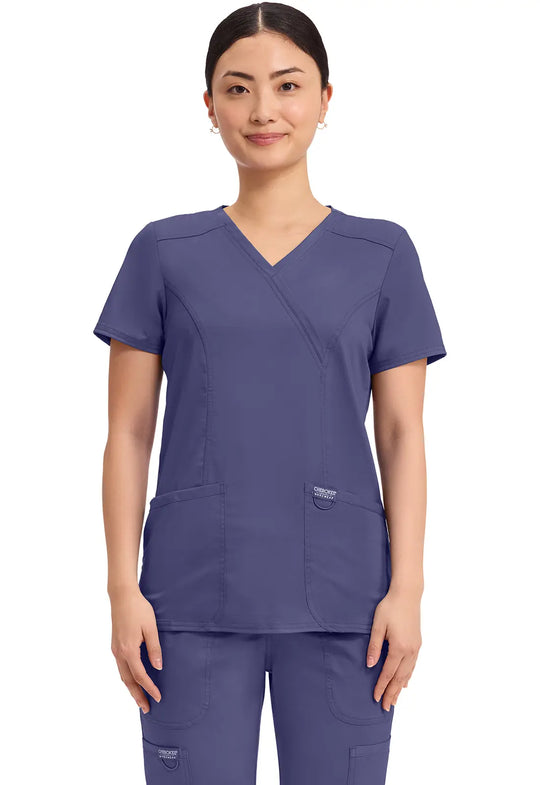 Cherokee Scrubs Women's Revolution Mock Wrap Top Grape | scrub-supply.com