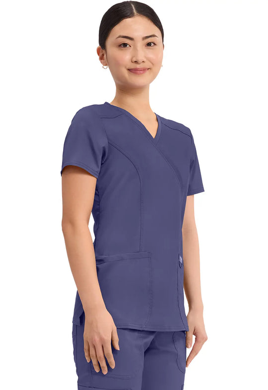 Cherokee Scrubs Women's Revolution Mock Wrap Top Grape | scrub-supply.com