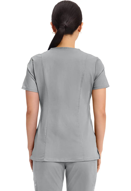 Cherokee Scrubs Women's Revolution Mock Wrap Top Grey | scrub-supply.com