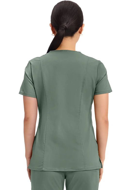 Cherokee Scrubs Women's Revolution Mock Wrap Top Olive | scrub-supply.com