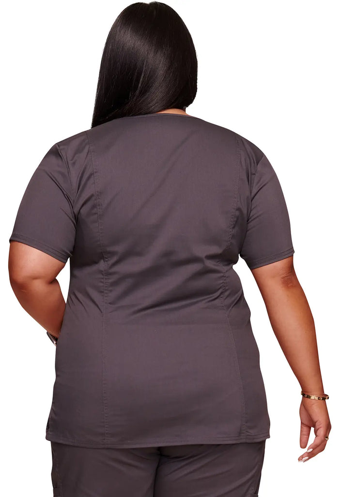 Cherokee Scrubs 3-Pocket Mock Wrap Top Pewter | scrub-supply.com