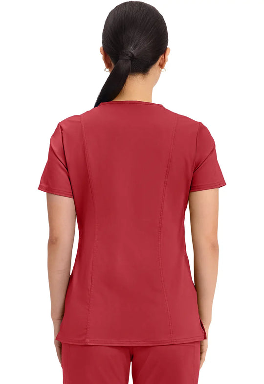 Cherokee Scrubs Women's Revolution Mock Wrap Top Red | scrub-supply.com