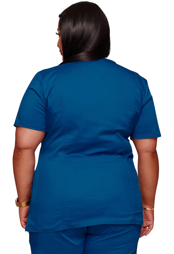 Cherokee Scrubs 3-Pocket Mock Wrap Top Royal Blue | scrub-supply.com