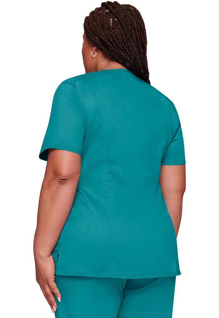 Cherokee Scrubs 3-Pocket Mock Wrap Top Teal | scrub-supply.com