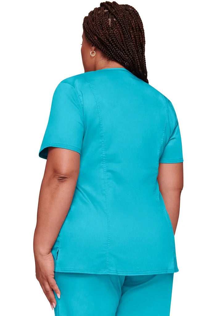 Cherokee Scrubs 3-Pocket Mock Wrap Top Turquoise | scrub-supply.com