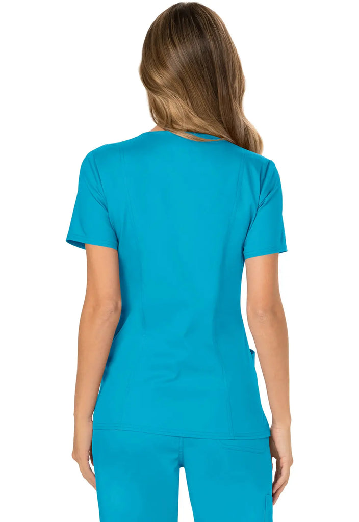 Cherokee Scrubs Women's 3-Pocket Mock Wrap Top Turquoise | scrub-supply.com