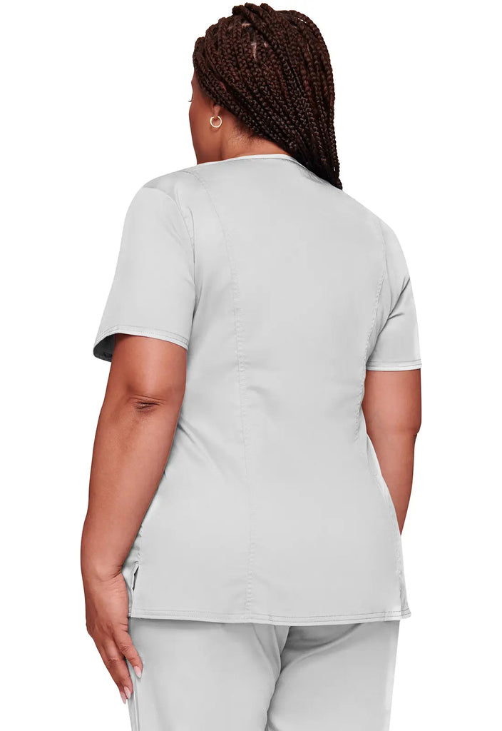 Cherokee Scrubs 3-Pocket Mock Wrap Top White | scrub-supply.com