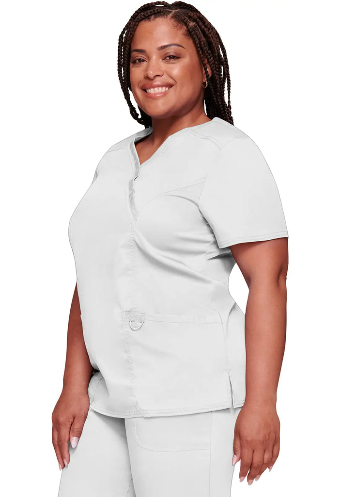 Cherokee Scrubs 3-Pocket Mock Wrap Top White | scrub-supply.com