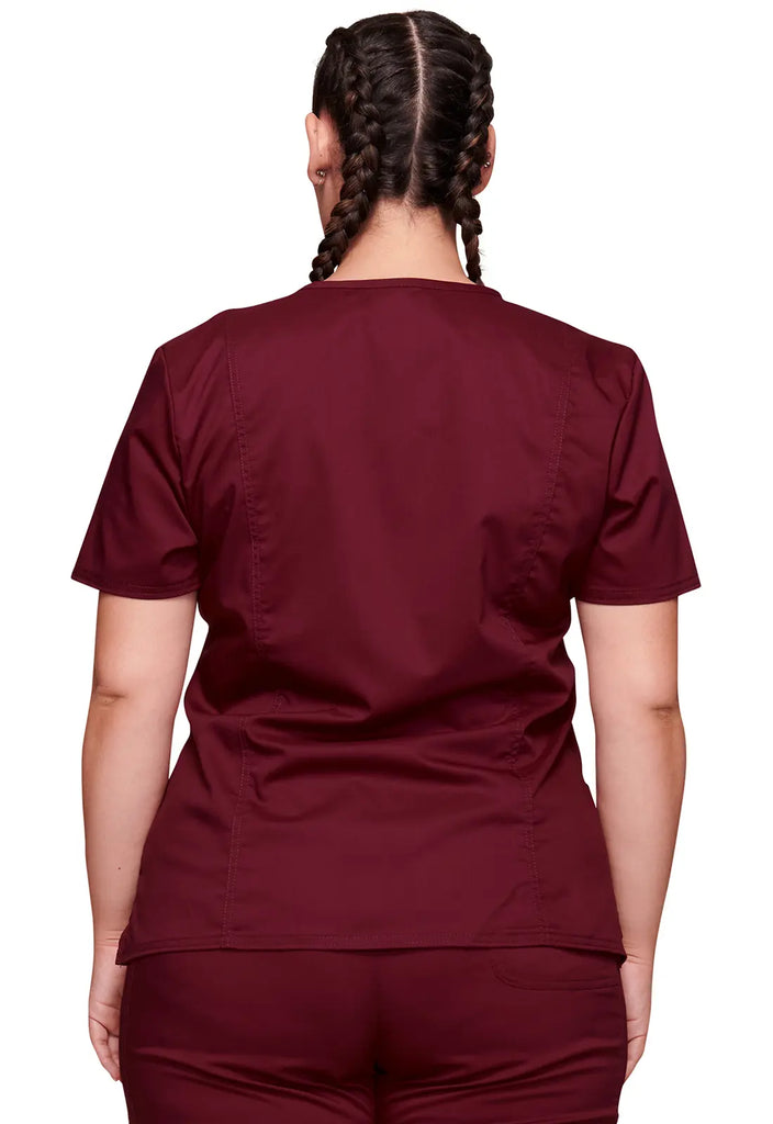 Cherokee Scrubs 3-Pocket Mock Wrap Top Wine | scrub-supply.com