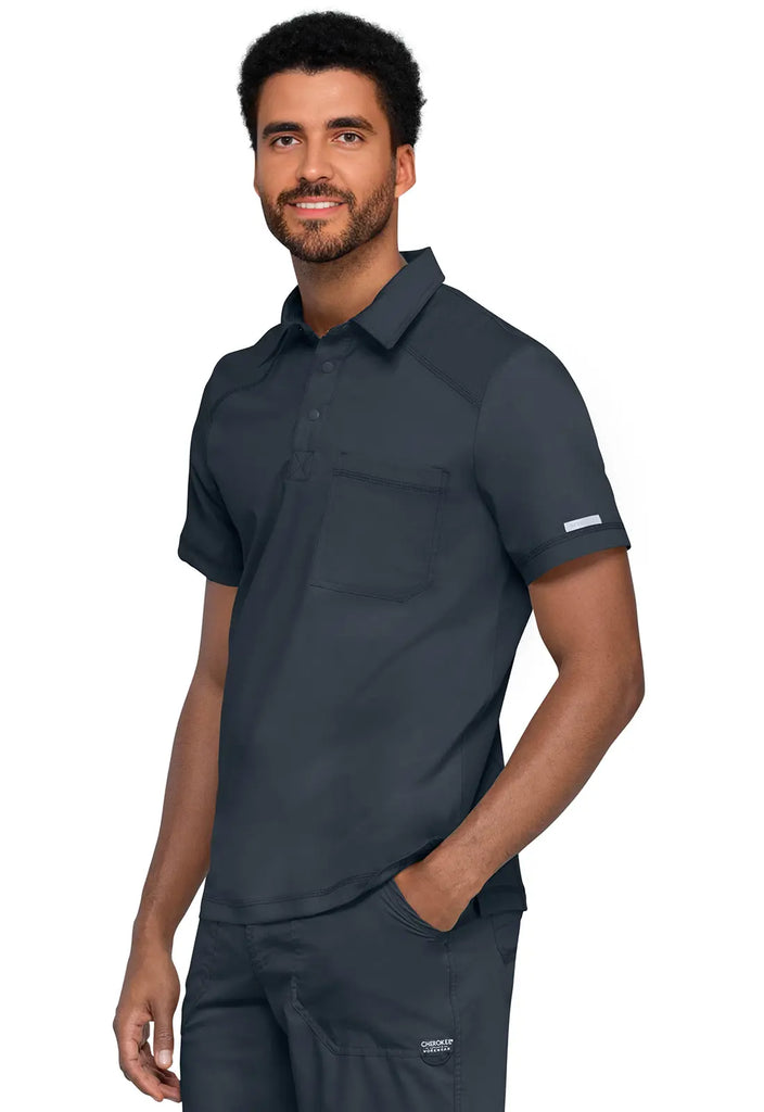 Cherokee Scrubs Men's Polo Shirt Pewter | scrub-supply.com