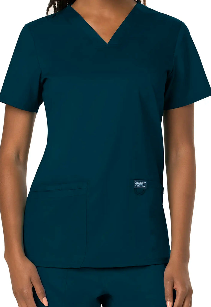 Cherokee Scrubs Revolution 3-Pocket V-Neck Top Caribbean Blue | scrub-supply.com