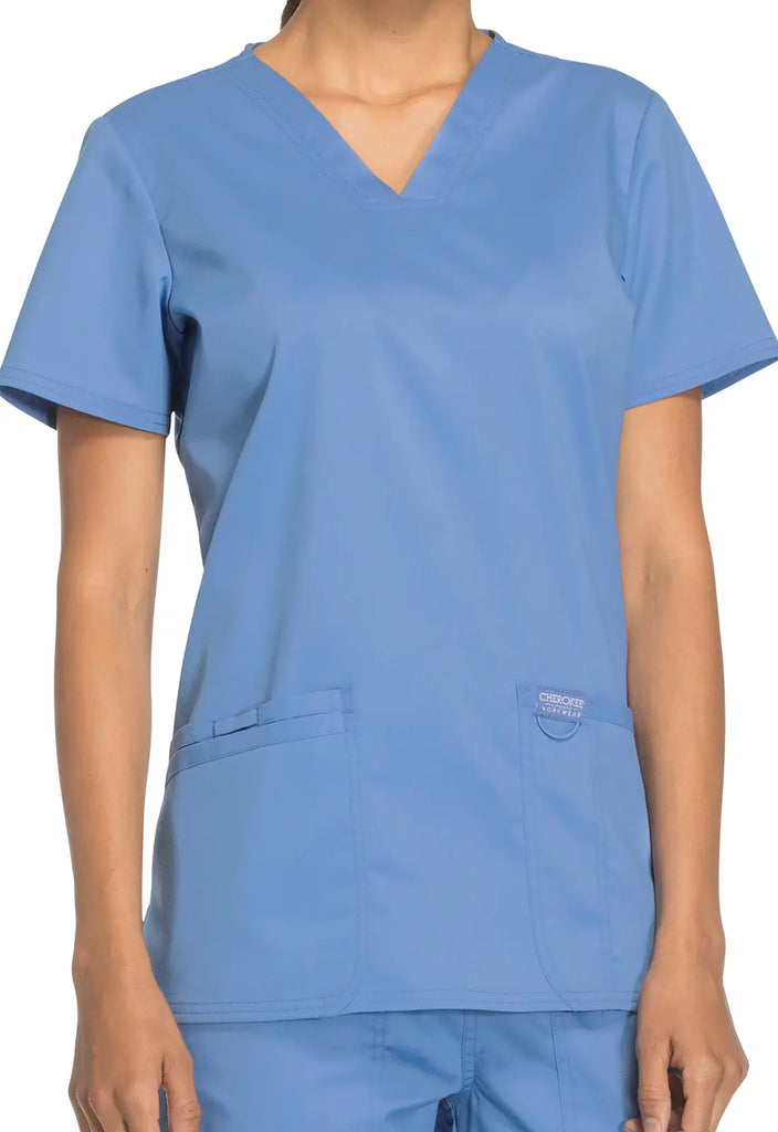 Cherokee Scrubs Revolution 3-Pocket V-Neck Top Ceil Blue | scrub-supply.com