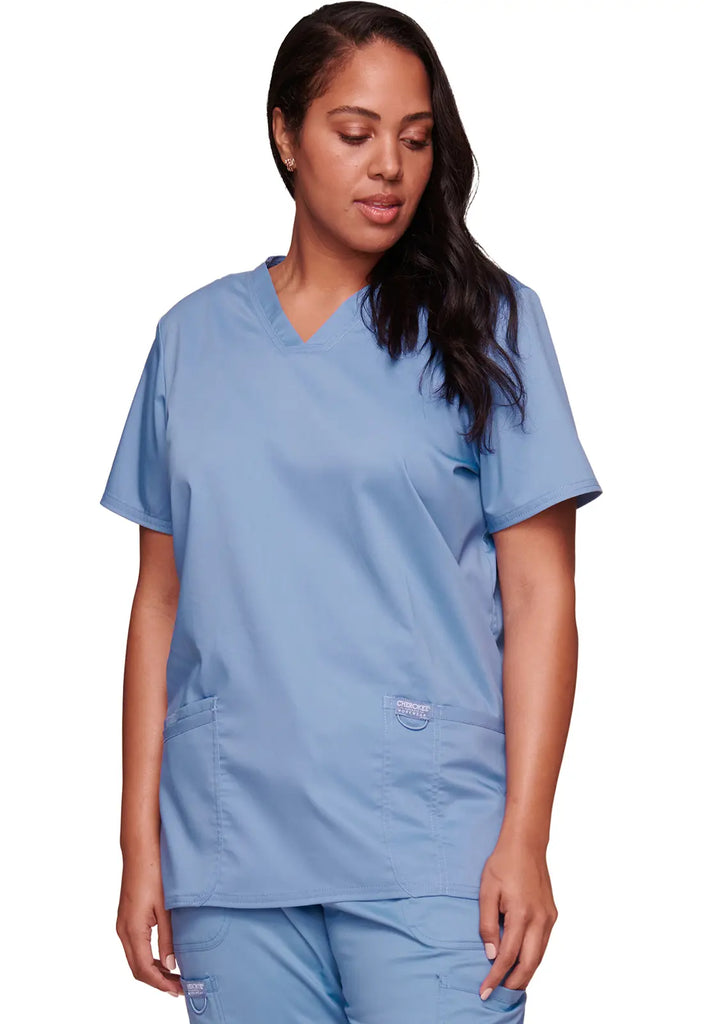 Cherokee Scrubs Women's Revolution 3-Pocket V-Neck Top Ceil Blue | scrub-supply.com