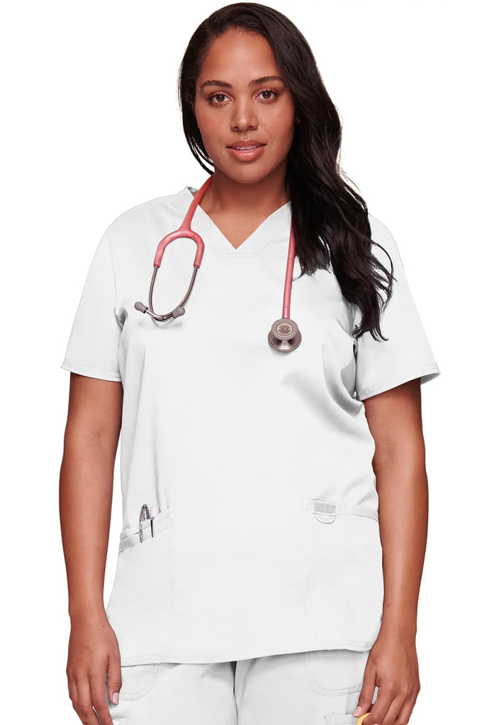 Cherokee Scrubs Women's Revolution 3-Pocket V-Neck Top White | scrub-supply.com