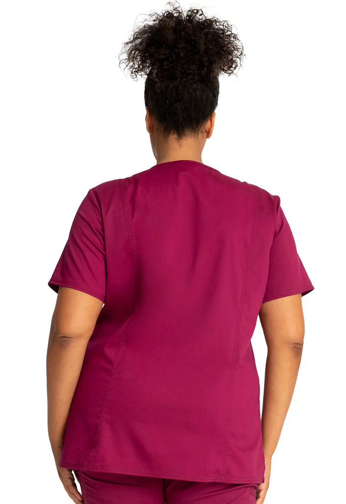 Cherokee Scrubs Revolution 3-Pocket V-Neck Top Wine | scrub-supply.com