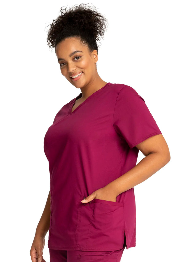 Cherokee Scrubs Revolution 3-Pocket V-Neck Top Wine | scrub-supply.com