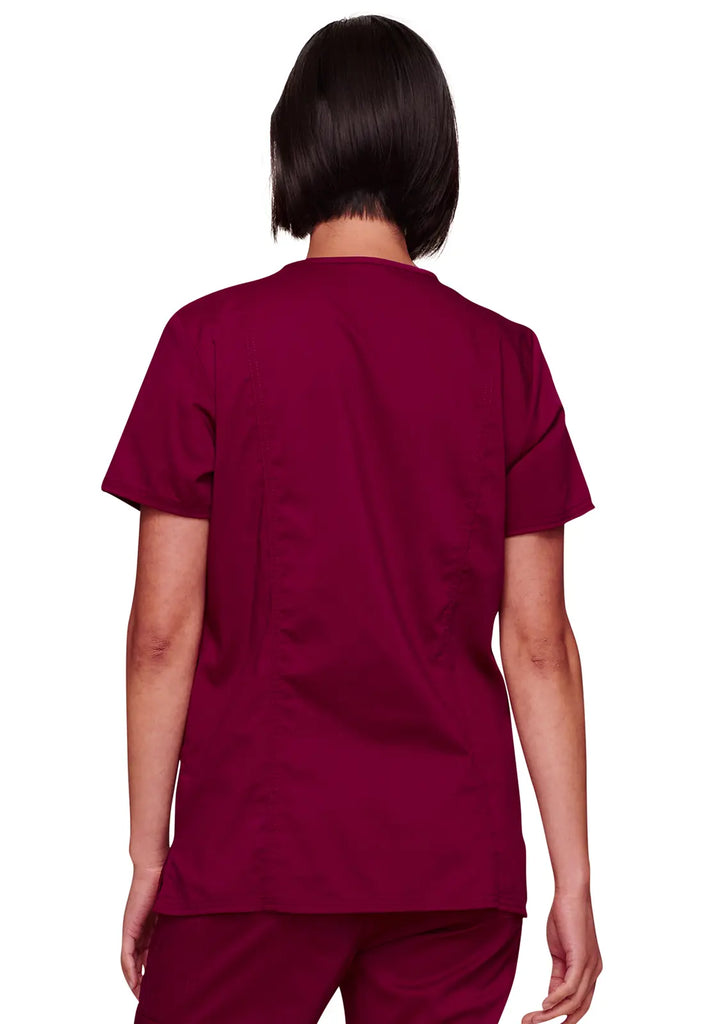 Cherokee Scrubs Women's Revolution 3-Pocket V-Neck Top Wine | scrub-supply.com