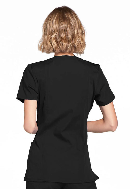 Cherokee Scrubs Women's Mock Wrap Top Black | scrub-supply.com