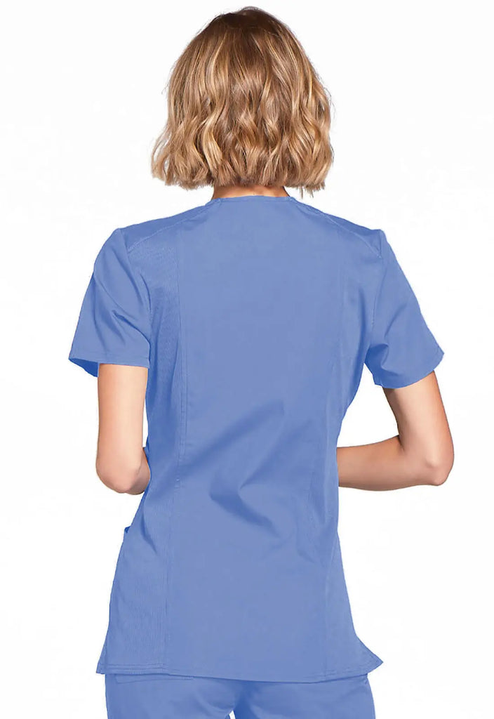 Cherokee Scrubs Women's Mock Wrap Top Ceil Blue | scrub-supply.com