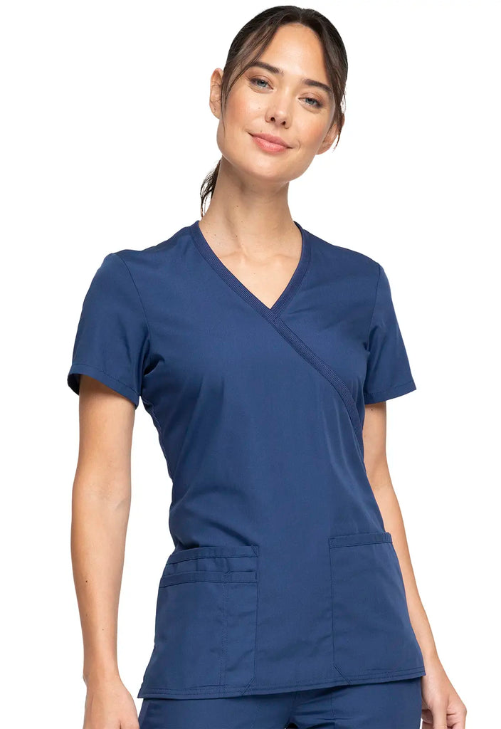 Cherokee Scrubs Women's Mock Wrap Top Navy | scrub-supply.com