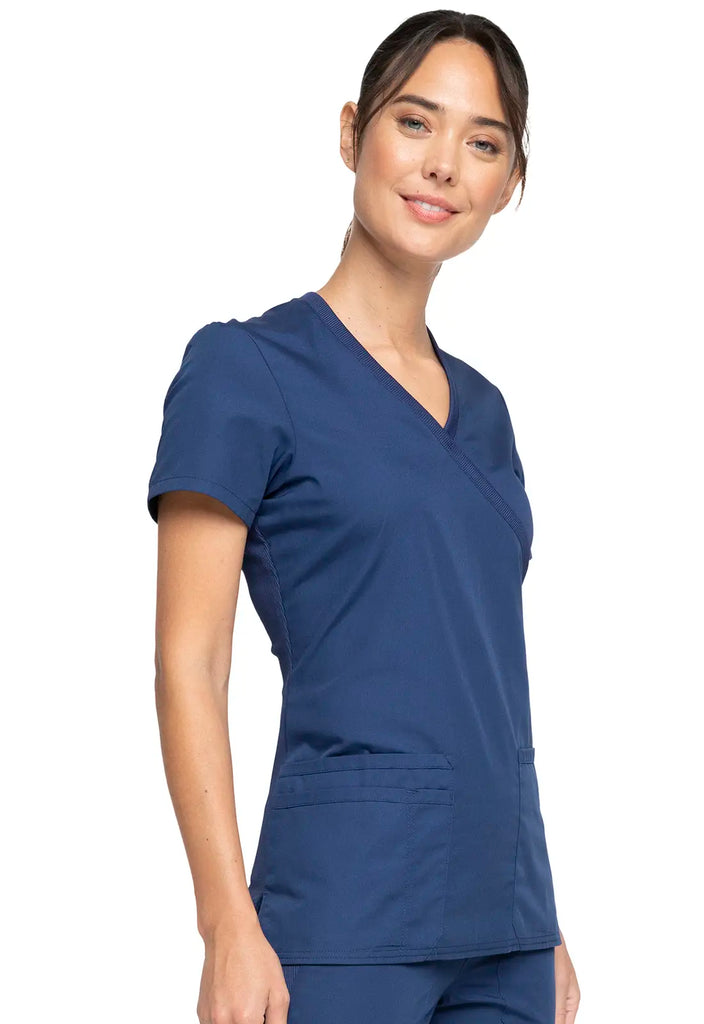 Cherokee Scrubs Women's Mock Wrap Top Navy | scrub-supply.com