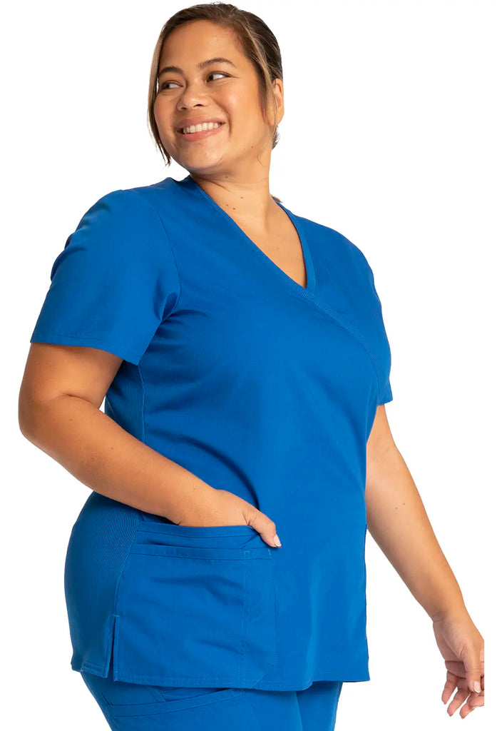 Cherokee Scrubs Women's Mock Wrap Top Royal Blue | scrub-supply.com