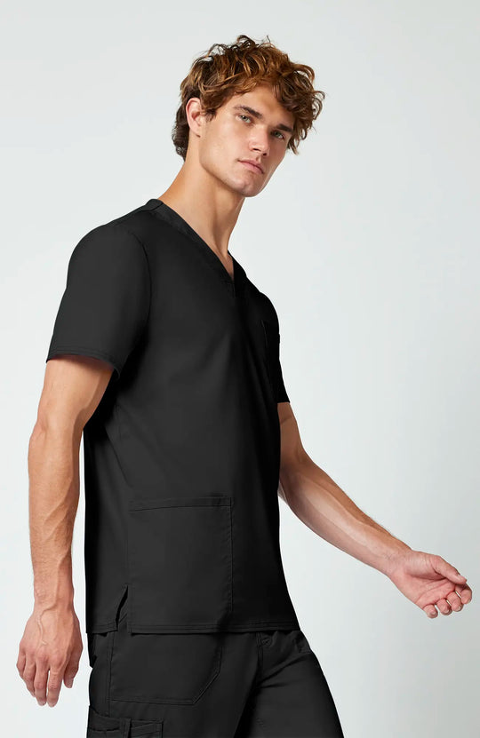 Cherokee Scrubs Men's 3-Pocket V-Neck Top Black | scrub-supply.com
