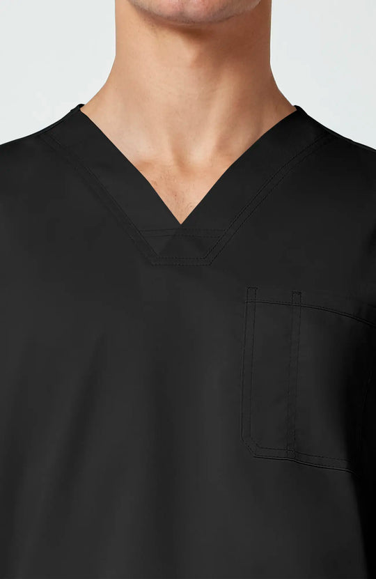 Cherokee Scrubs Men's 3-Pocket V-Neck Top Black | scrub-supply.com
