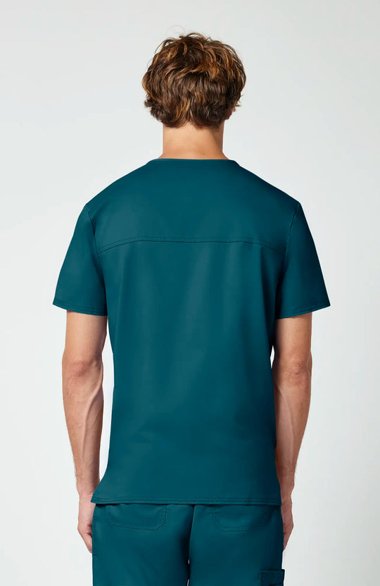 Cherokee Scrubs Men's 3-Pocket V-Neck Top Caribbean Blue | scrub-supply.com