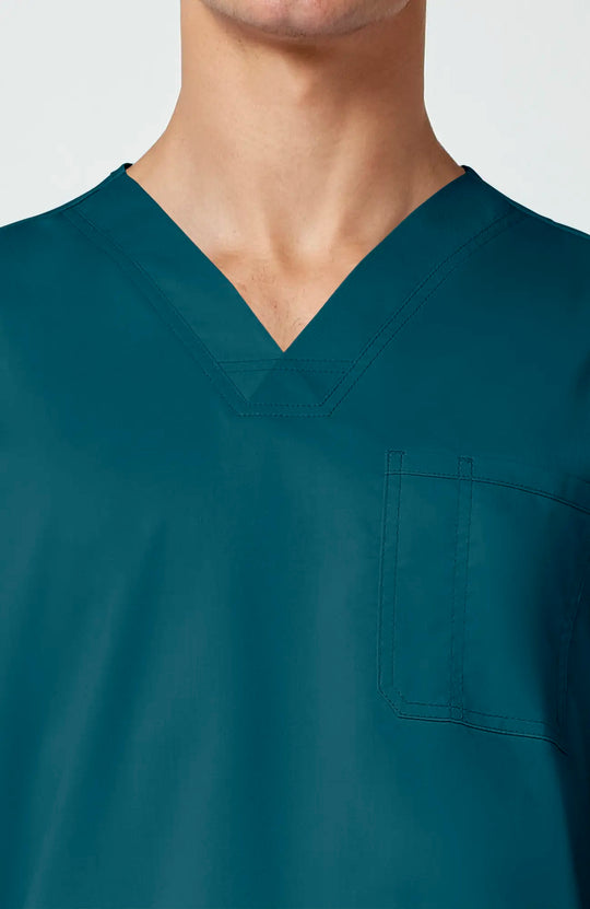 Cherokee Scrubs Men's 3-Pocket V-Neck Top Caribbean Blue | scrub-supply.com
