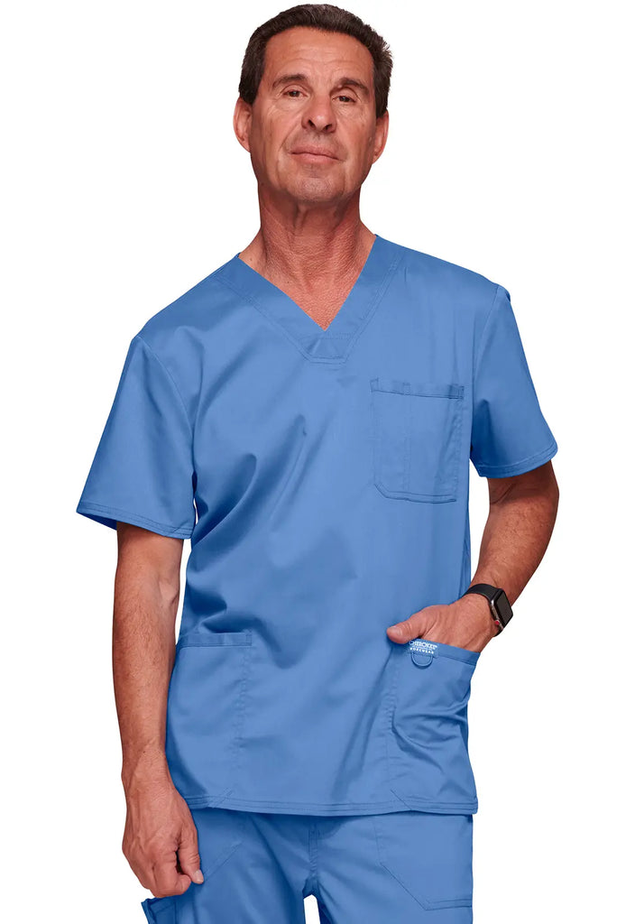 Cherokee Scrubs 3-Pocket Men's V-Neck Top Ceil Blue | scrub-supply.com