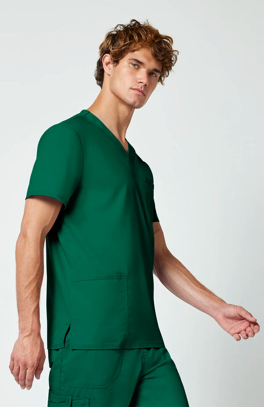 Cherokee Scrubs Men's 3-Pocket V-Neck Top Hunter Green | scrub-supply.com