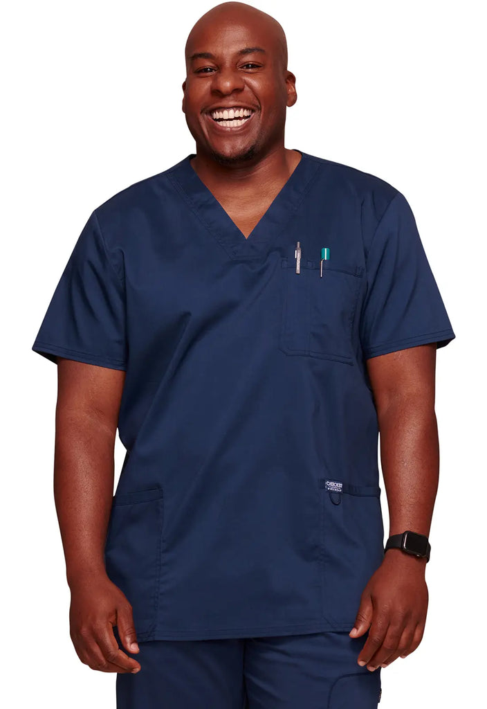 Cherokee Scrubs 3-Pocket Men's V-Neck Top Navy | scrub-supply.com