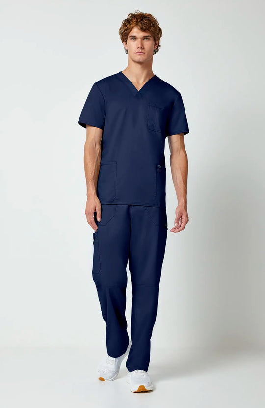 Cherokee Scrubs Men's 3-Pocket V-Neck Top Navy | scrub-supply.com