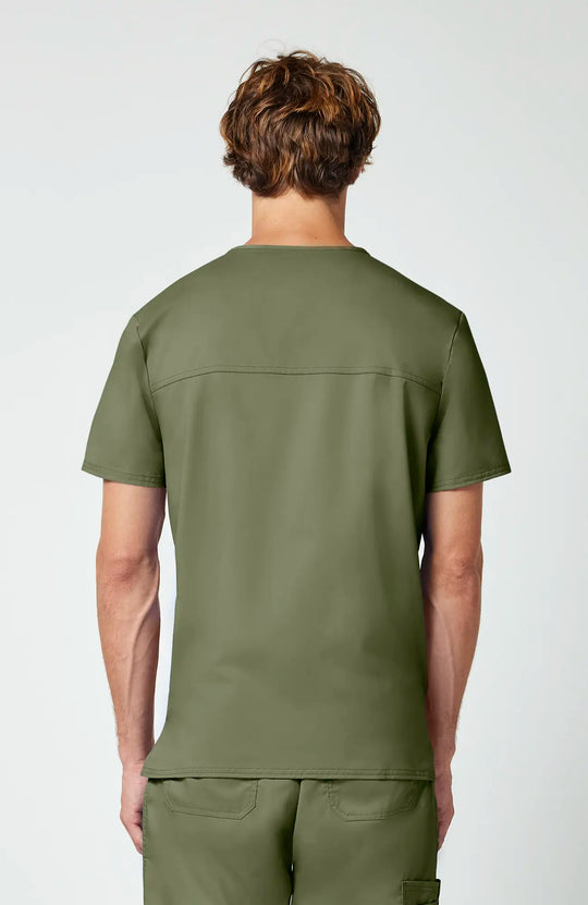 Cherokee Scrubs Men's 3-Pocket V-Neck Top Olive | scrub-supply.com