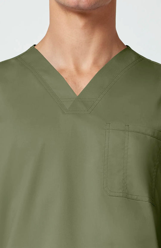 Cherokee Scrubs Men's 3-Pocket V-Neck Top Olive | scrub-supply.com