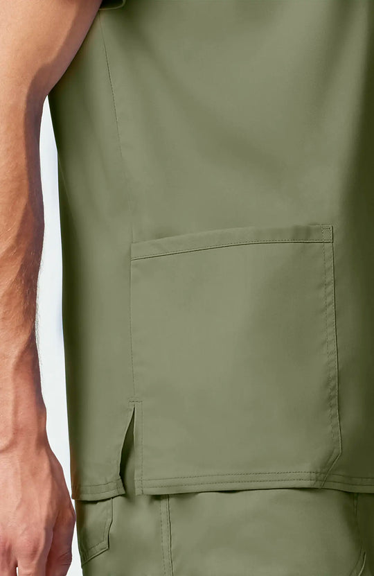 Cherokee Scrubs Men's 3-Pocket V-Neck Top Olive | scrub-supply.com