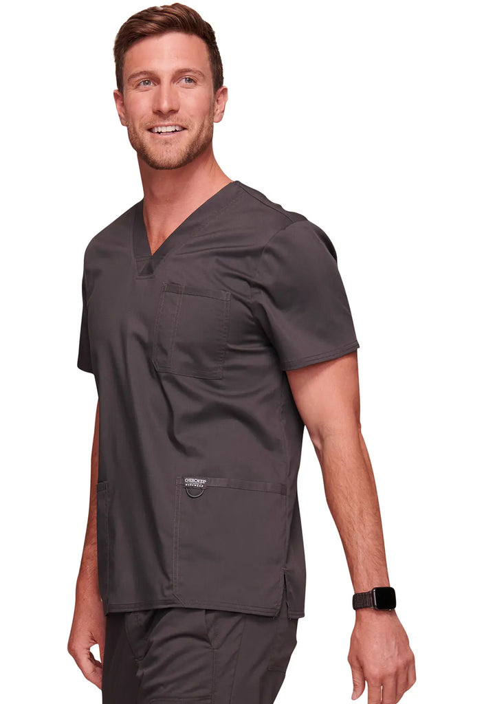 Cherokee Scrubs 3-Pocket Men's V-Neck Top Pewter | scrub-supply.com