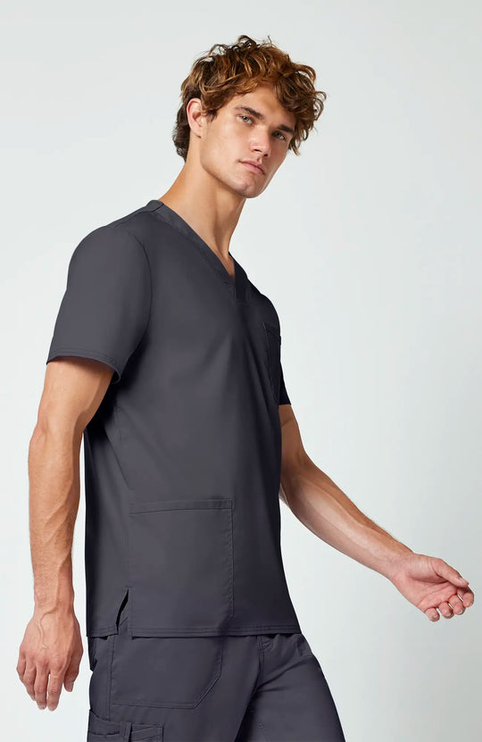 Cherokee Scrubs Men's 3-Pocket V-Neck Top Pewter | scrub-supply.com