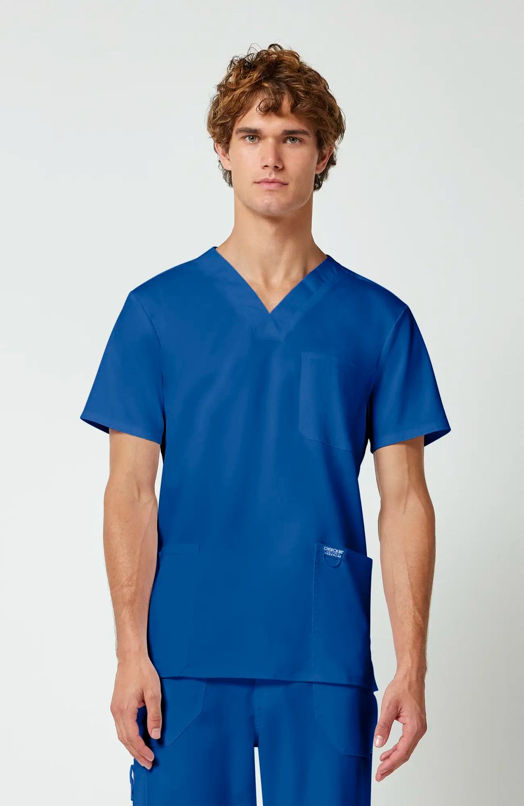 Cherokee Scrubs Men's 3-Pocket V-Neck Top Royal Blue | scrub-supply.com