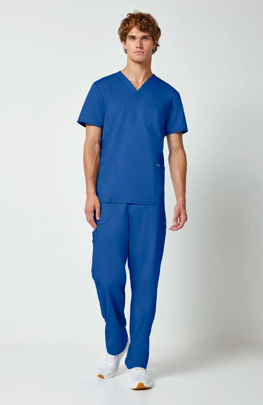 Cherokee Scrubs Men's 3-Pocket V-Neck Top Royal Blue | scrub-supply.com