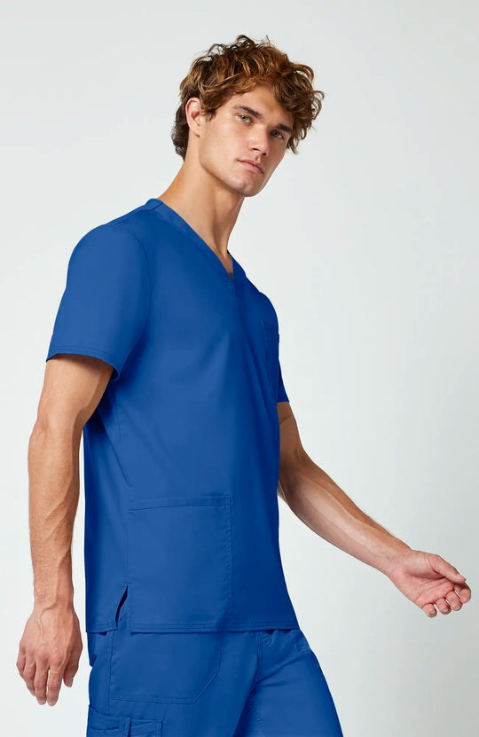 Cherokee Scrubs Men's 3-Pocket V-Neck Top Royal Blue | scrub-supply.com