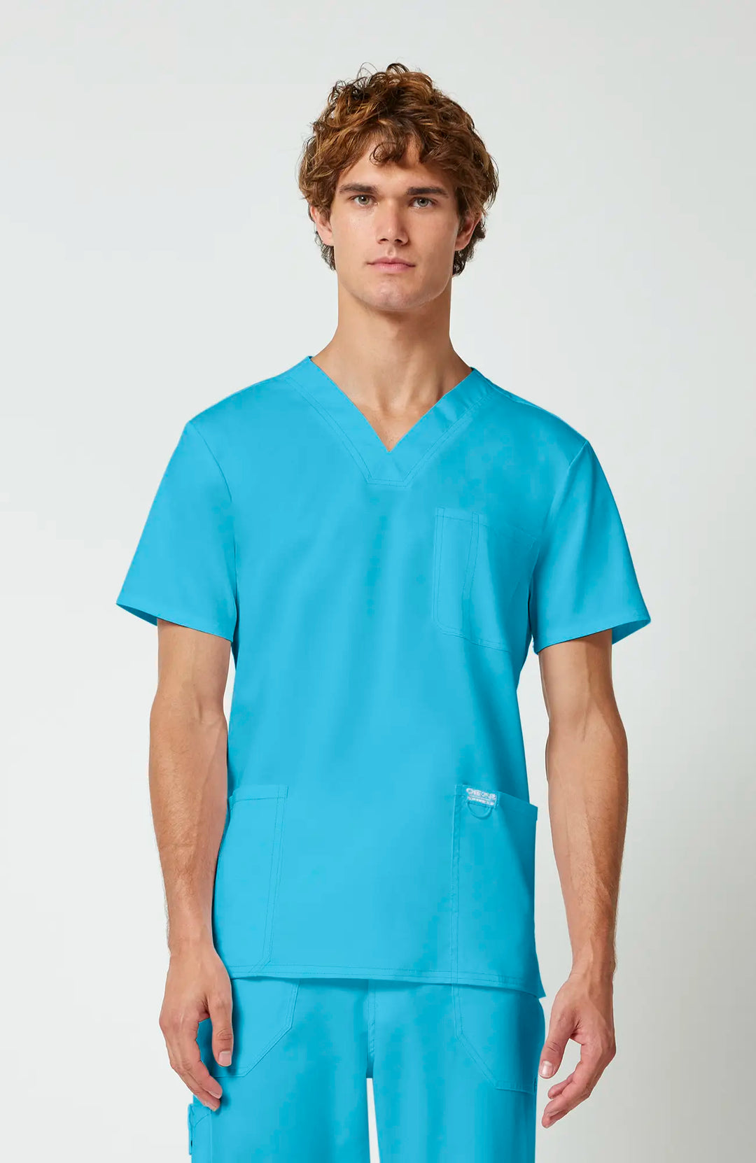 Cherokee Scrubs Men's 3-Pocket V-Neck Top Turquoise | scrub-supply.com