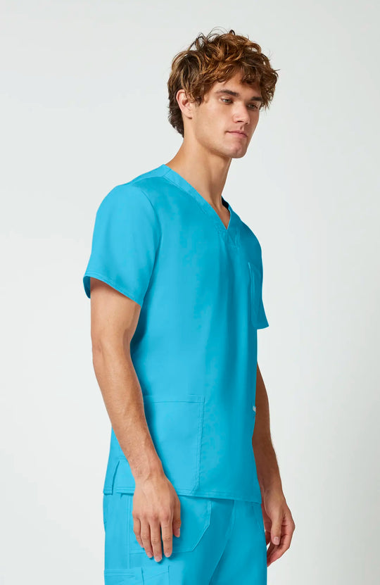 Cherokee Scrubs Men's 3-Pocket V-Neck Top Turquoise | scrub-supply.com
