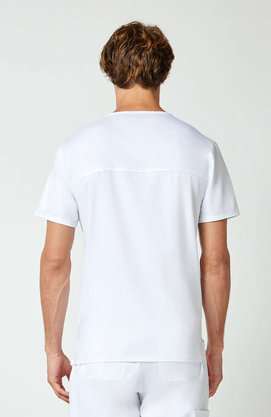 Cherokee Scrubs Men's 3-Pocket V-Neck Top White | scrub-supply.com