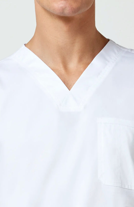 Cherokee Scrubs Men's 3-Pocket V-Neck Top White | scrub-supply.com