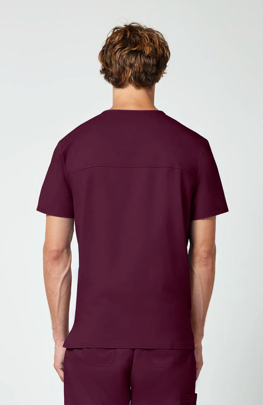 Cherokee Scrubs Men's 3-Pocket V-Neck Top Wine | scrub-supply.com